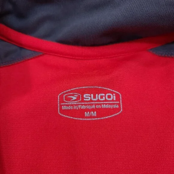 Sugoi Neo 1/4 Zip Cycling Running Jersey Mens Medium Red Short Sleeve Stretch - Picture 4 of 6